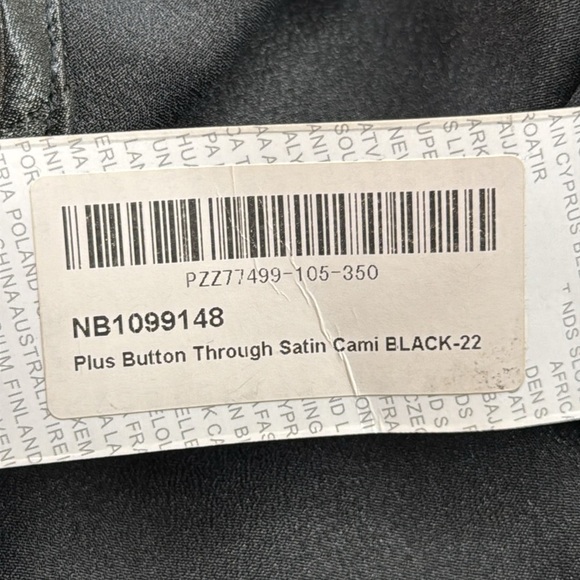 Boohoo NWT Black Plus Button Through Satin Camisole Size 18 - Picture 7 of 9